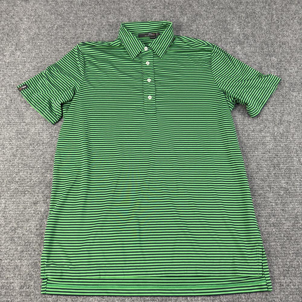Ralph Lauren RLX Polo Shirt Mens Large Striped Golf Performance Stretch Athletic